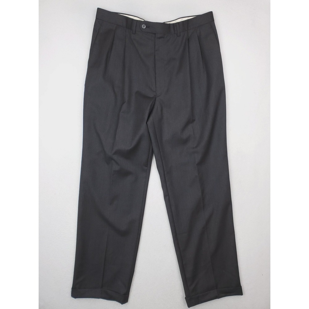 Jack Victor Pants Mens 38x32‎ Gray Michael Wool Pleated Cuffed Made In Canada